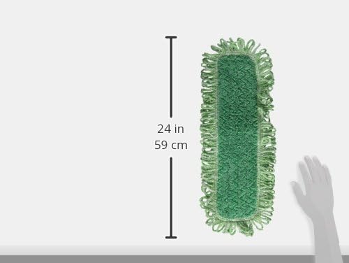 Rubbermaid Commercial Products HYGEN 18 inch Microfiber Dust Pad with Fringe, Green, For Janitorial/Professional Cleaners and Heavy-Duty industrial Cleaning/Dusting/Sweeping