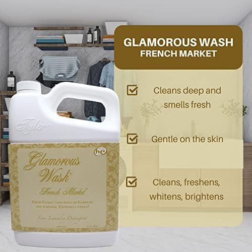 Worldwide Nutrition Bundle: Tyler Glamorous Wash French Market Fine Laundry Liquid Detergent - Luxury Liquid Laundry Detergent - 1.89L (64 Fl Oz) Liquid Detergent and Multi-Purpose Key Chain