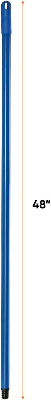 Superio Heavy Duty Alloy Steel Mop & Broom Handle, 48 Inch Long, Universal Threaded Metal Handle for Cleaning Tools, Durable Rust-Resistant Pole with Hanging Loop, Grey, 2 Pack