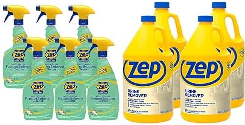 Zep Home Pro Multi-Purpose Foaming Bathroom Cleaner Urine Remover - R53106 32 oz & ZUURMV128 128 oz - Powerful Foaming Action and Eliminates Urine Odors and Stains