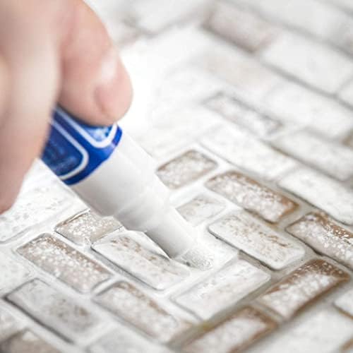 Grout Pen Tile Paint Marker: Yellow Cream 1 Pack and 2 Pack White with Extra Tips (Narrow, 5mm) - Waterproof Tile Grout Colorant Marker for Cleaner Looking Floors & Whitener Without Bleach