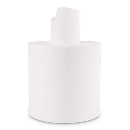 Boardwalk B6400 7.87 in. x 10 in. 2-Ply Perforated Center-Pull Hand Towels - White (6/Carton) & BWK410321 7.6 in. x 8.9 in. 2 Ply Center-Pull Roll Towels - White (6/Carton)