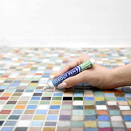 Grout Pen Tile Paint Marker: Winter Grey 1 Pack and 2 Pack White with Extra Tips (Narrow, 5mm) - Waterproof Tile Grout Colorant Marker for Cleaner Looking Floors & Whitener Without Bleach