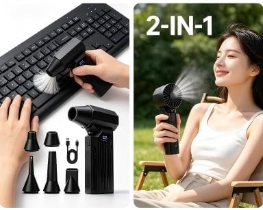 Compressed Air Duster, 130,000RPM Ultra-Powerful Cordless Electric Air Duster, 4-Gear Adjustable Air Blower for Keyboard.with 8000mAh Rechargeable Battery, for Keyboard, Computer, Car, Home Clean ﻿