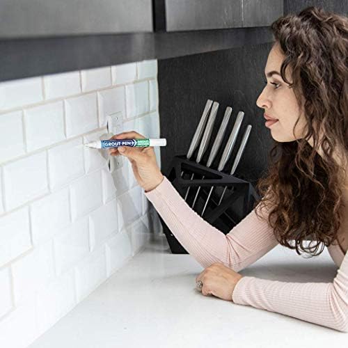 Grout Pen Tile Paint Marker: Ivory 1 Pack and 2 Pack with Extra Tips (Narrow, 5mm) - Waterproof Grout Colorant and Sealer Pen to Renew, Repair, and Refresh Tile Grout - Cleaner Floor Pens