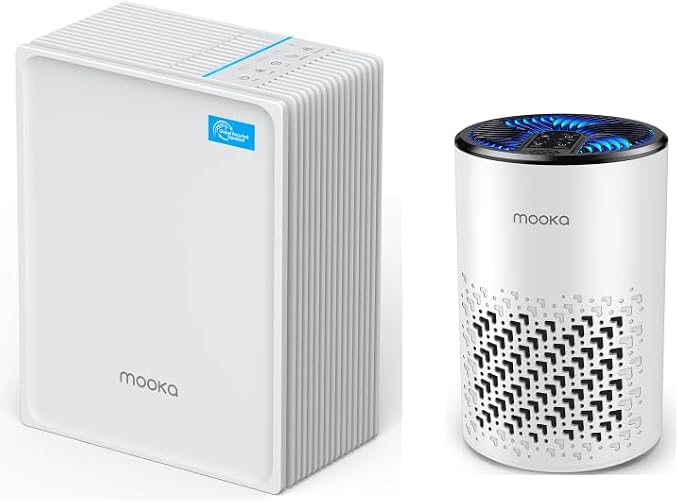 MOOKA Air Purifiers for Home Bedroom, Air Purifiers for Home Pets with Fragrance Sponge for Dust Pollen Dander Odor 2 Packs (Model: KJ067L and KJ102)