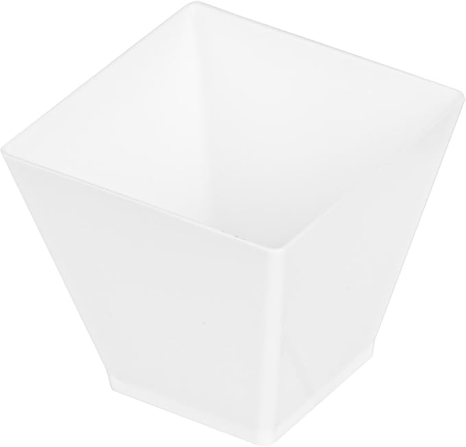 Restaurantware 2 Ounce Mini Kova Cups 20 Square Small Appetizer Cups - Lids Sold Separately Heavy-Duty White Plastic Parfait Cups Serve Mousse Puddings Or Samples For Weddings Or Parties
