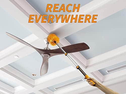 1.5-to-4 ft Cobweb Duster with Extension Pole // 10+ Foot Reach Spider Web Cleaner Cobweb Brush for Outdoor & Indoor Web Cleaning // Lightweight & Sturdy Telescopic Pole // The Ultimate Dusting Kit