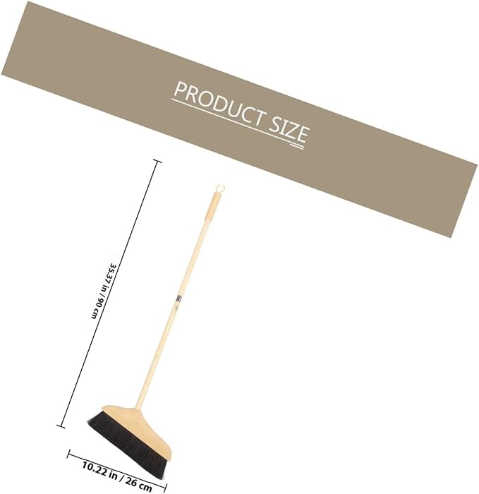Wooden Handle Horsehair Broom, 90cm Soft Bristle Floor Sweeper for Wood, Linoleum, and Concrete, Anti-Static Indoor and Outdoor Broom, Ergonomic Long Handle