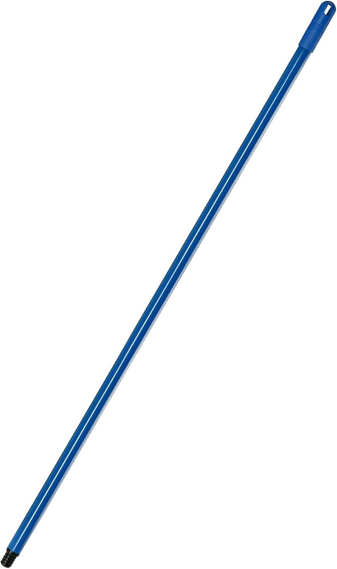 Superio Heavy Duty Alloy Steel Mop & Broom Handle, 48 Inch Long, Universal Threaded Metal Handle for Cleaning Tools, Durable Rust-Resistant Pole with Hanging Loop, Grey