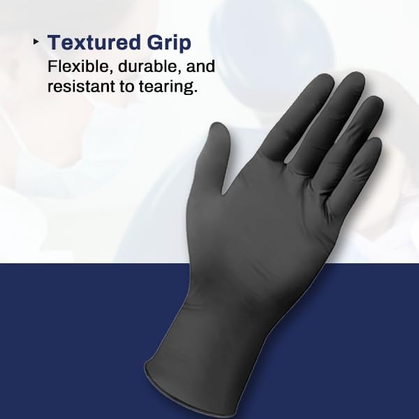 Black Nitrile Gloves - Powder-Free, Latex-free, Disposable - Tattoo, Food Handling & Service, Cleaning, PPE