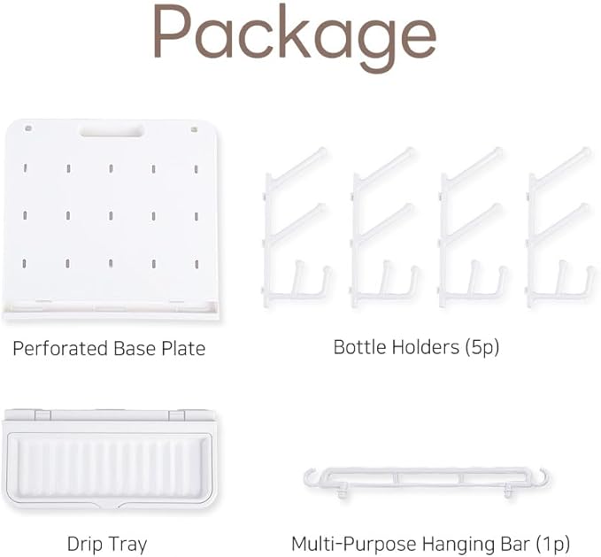 LUNELL Baby Bottle Drying Rack with 20 Hooks and Drip Tray, Large Space Saving Vertical Dryer Holder for Countertop, Storage Organizer for Pump Parts, Pacifiers, with Brush Holder, Ivory White