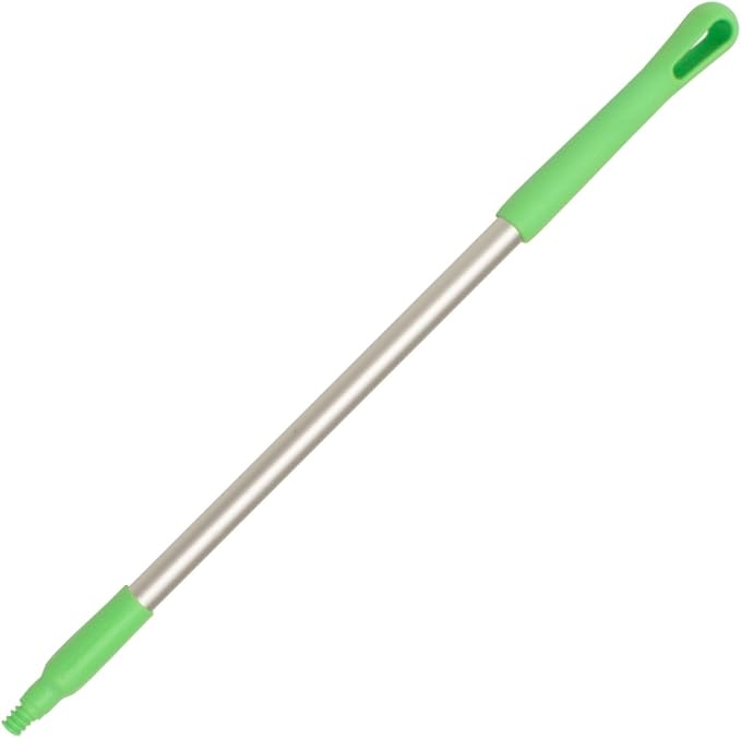 SPARTA Adjustable Aluminum Broomstick, 48” Mop and Broom Handle Replacement with Color-Coded System for Environments with Harsh Cleaning Agents, Aluminum, 48 Inches, Lime, (Pack of 12)