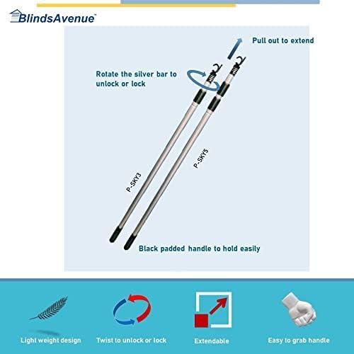 BlindsAvenue Multi-Purpose Adjustable Telescopic Aluminum Extension Pole (3ft-5ft)