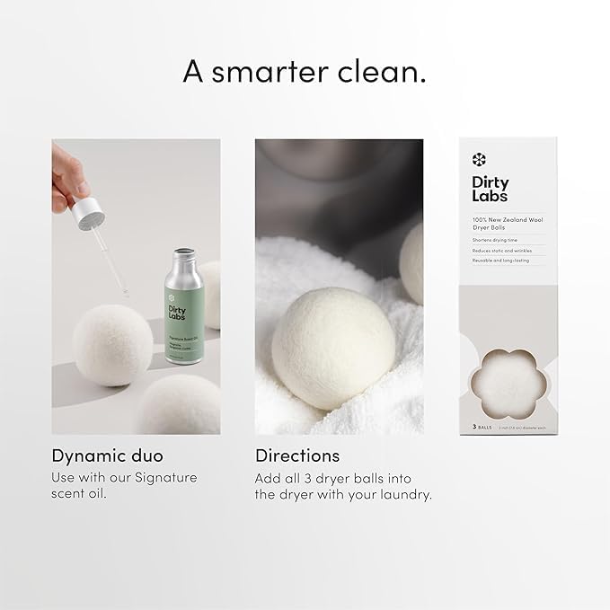 Haven Wool Dryer Balls with Essential Oils – 6-Pack Natural Reusable Laundry Balls with Lavender & Ocean Scents – Eco-Friendly Fabric Softener Alternative, Reduces Wrinkles & Drying Time