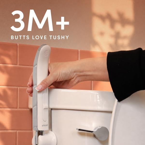 TUSHY Handheld Bidet Sprayer for Toilet with Adjustable Water Pressure | Ergonomic, Leak-Proof Brass Shutoff Valve, 47-inch Flexible Stainless Steel Hose, Toilet Tank or Wall Mount