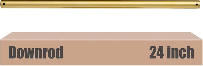 24 inch Ceiling Fan Downrod, 2 FT Gold Downrod for Ceiling Fan, 1 inch Outside Diameter, Boom Suitable for a Wide Range of Fans (Gold, Not Threaded)