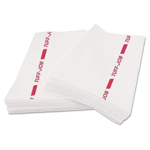Cascades PRO Tuff-Job Foodservice Towels 1-Ply – Quarterfold, White/Red Stripe, 150 Sheets, Reusable, Odor-Control Cleaning Towels – W921