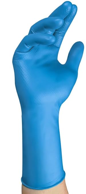 Ansell MICROFLEX Mega Texture 93-283 Blue Nitirle Glove for Food Processing, Cleaning and Automotive Size M (7,5-8,0) Case of 500