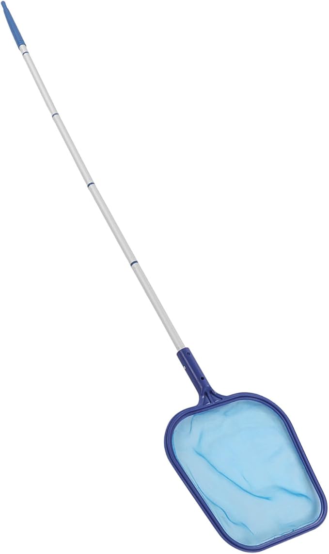 Pool Vacuum Head and Skimmer Net Set Heavy Duty Professional Grade Pool Cleaning Kit with 5 Piece Aluminum Telescopic Pole for Swimming Pools Hot Tubs Spas ABS Nylon Blue