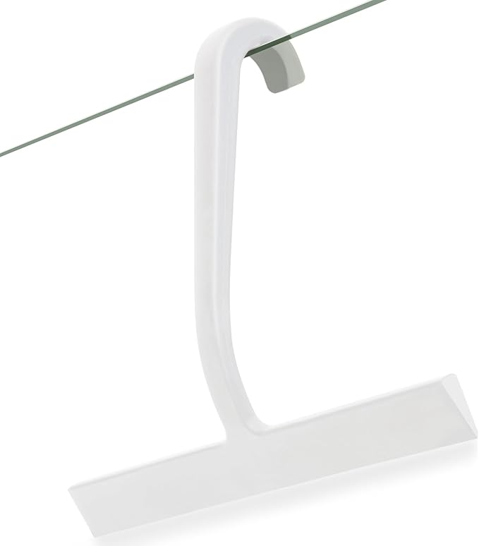 Hower Squeegee for Glass Doors – 10" Silicone Squeegee with Built-in Hook, One-Piece Seamless Design, Streak-Free & No-Scratch Window Cleaner for Bathroom, Mirrors & Tiles White