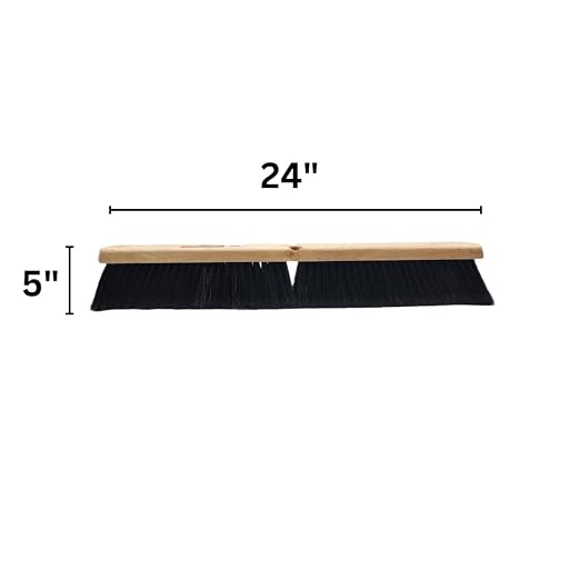 Janico 4024 Bristles 24 Inch Indoor Surface Push Broom with Polypropylene Bristles, Brown