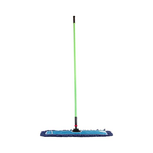 Restaurantware-Clean Tek Professional 24.02 x 5 Inch Dry Floor Mop, 1 Reusable Dust Mop - 64-Inch Handle, Secure Attachment, Blue Cotton-Poly, Machine Washable, for Cleaning Home Or Office