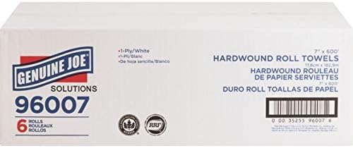 Genuine Joe Hardwound Roll Towels, White, 7" x 600', 6 Count