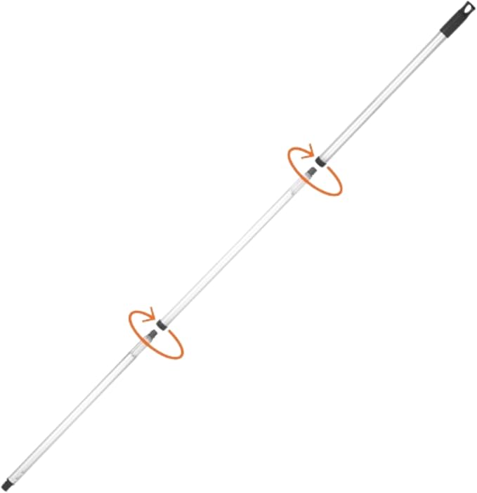Superio 3 Part Heavy Duty Metal Handle Pole with Hanging Loop for Easy Storage, Mop Replacement Handle, Fits Most Brooms, Mops & Brushes, 48" (3 Pack)