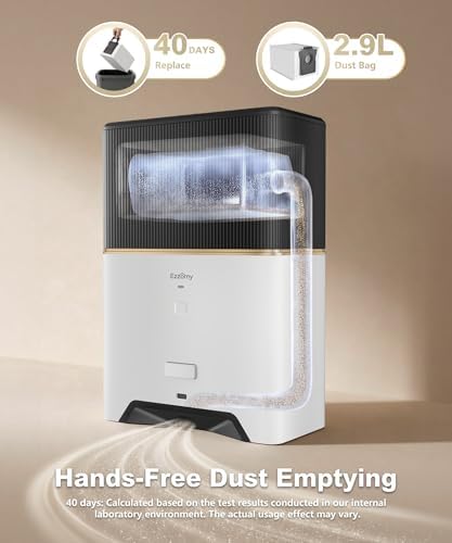 Touchless Vacuum Automatic Dustpan + 15 Pack Dust Bags, Bagged Design, 26,000Pa Powerful Suction, One-Touch Auto & Manual Mode for Pet Hair, Kitchen, Entryway & Salon, White