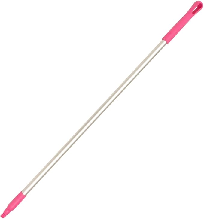 SPARTA Adjustable Aluminum Broomstick, 48” Mop and Broom Handle Replacement with Color-Coded System for Environments with Harsh Cleaning Agents, Aluminum, 48 Inches, Pink, (Pack of 12)