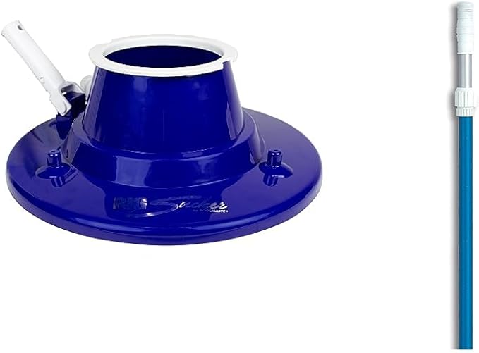 Poolmaster 28300 Big Sucker Manual Pool Leaf Vacuum Head + SWIMLINE Telescopic Aluminum Pool Cleaning Pole