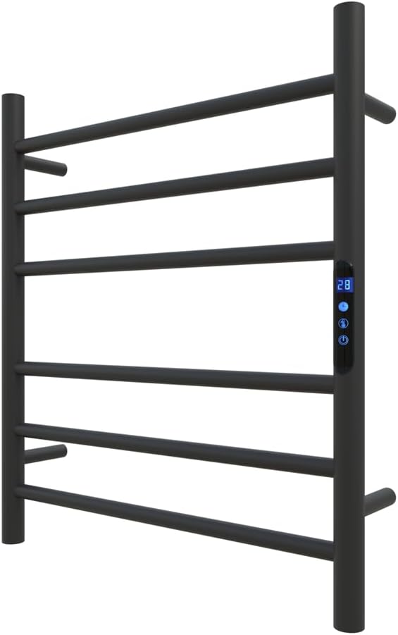 KWW Heated Towel Rack, Remote Control with APP Tuya, Towel Warmer with Timer, Wall Mounted Hot Towel Warmer for Bathroom (Matte Black, 5 Bars)