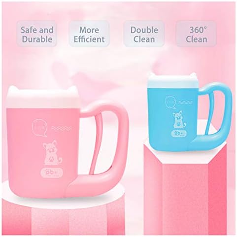 Creation Core Portable Dog Paw Washer Cup Pet Paw Cleaner for Dogs Cats Grooming with Muddy Paws Comfortable Silicone Dog Feet Cleaner Automatic, Pink