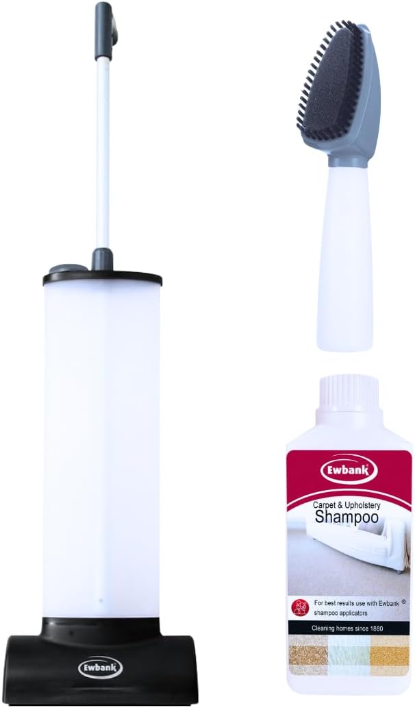 Carpet Cleaning Kit - Compact Upright Shampooer, Stain Remover Brush, and Liquid Cleaning Solution, For Rugs, Carpets, Car Interior, Mats, and Upholstery