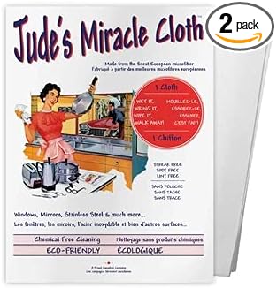 Jude's Miracle Cloth Microfiber Cleaning Cloth 2 Pack for Windows Mirrors Crystal Eye Glasses TV Computer Screen Countertops Cars & Boats Chemical Free (2 White)