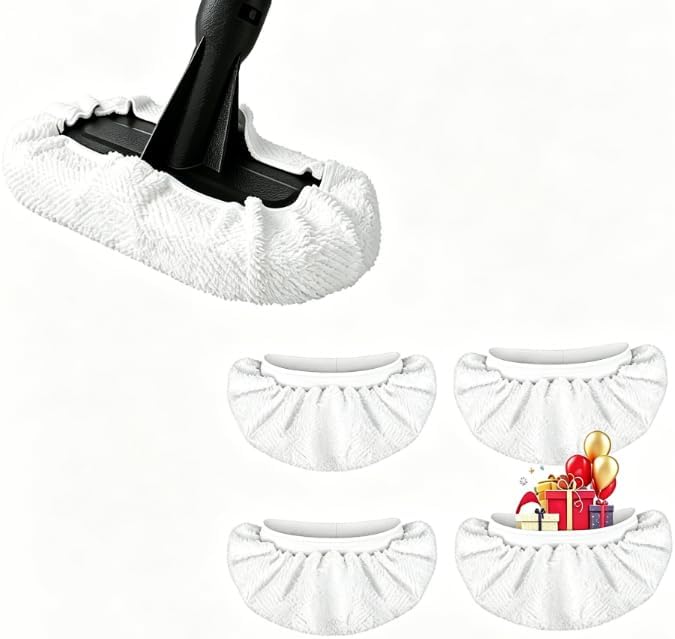 4 Pack Universal Microfiber Cloths for Handheld Steam Cleaner, Double-Layered Reusable & Washable Pads, Compatible with Bissell SteamShot, Wagner, PurSteam, McCulloch, Dupray and More