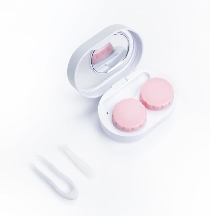 Soft Contact Lens Cleaner with Advanced Electrophoresis Technology, ReO2 Mini Pro, with Mirror and Tweezer (White)