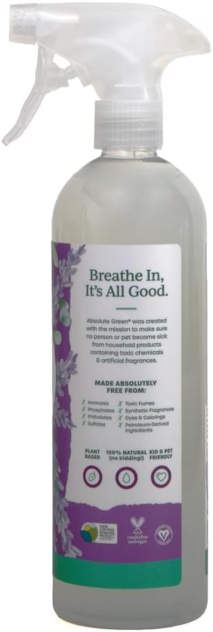 Absolute Green All Purpose Cleaner Spray, Non-Toxic, Kitchen, Bathroom, Countertop, Glass, Stainless, Safe around Kids and Pets, Natural Lavender Spa Scent, 25 oz (1 Pack)