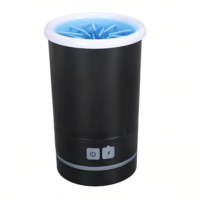 Rechargeable Automatic Dog Paw Cleaner, White - Portable Pet Paw Washer Cup with Soft Silicone Brush, 7.4V High Power, Suitable for Small to Medium Dog and Cat Grooming（Black)