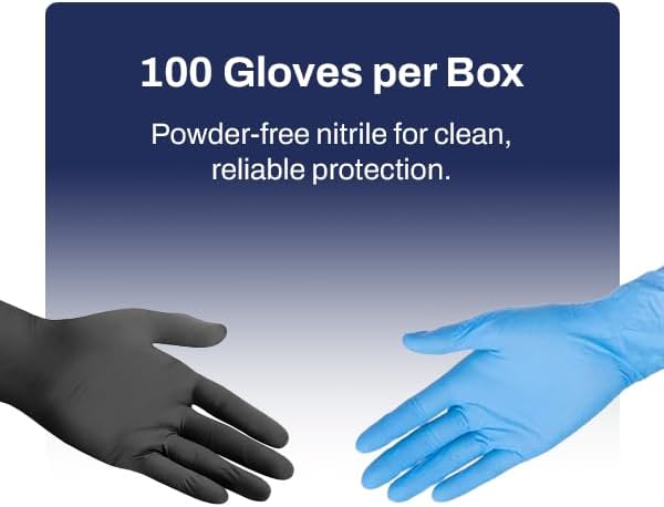 Black Nitrile Gloves - Powder-Free, Latex-free, Disposable - Tattoo, Food Handling & Service, Cleaning, PPE