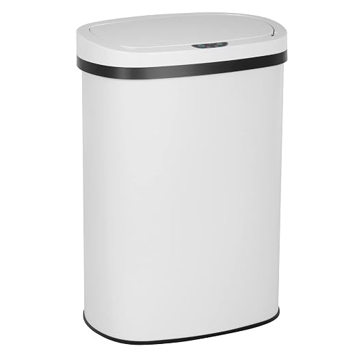 24/7 Shop at Home Freeway 13 Gallon Metal Household Trash Can Motion Sensor Lid for Kitchen, White