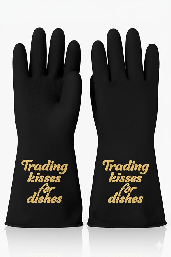 We Glove It™ Chic Black Dishwashing Gloves – Stylish, Reusable & Fun Gift with Flirty Sayings for Kitchen Cleaning