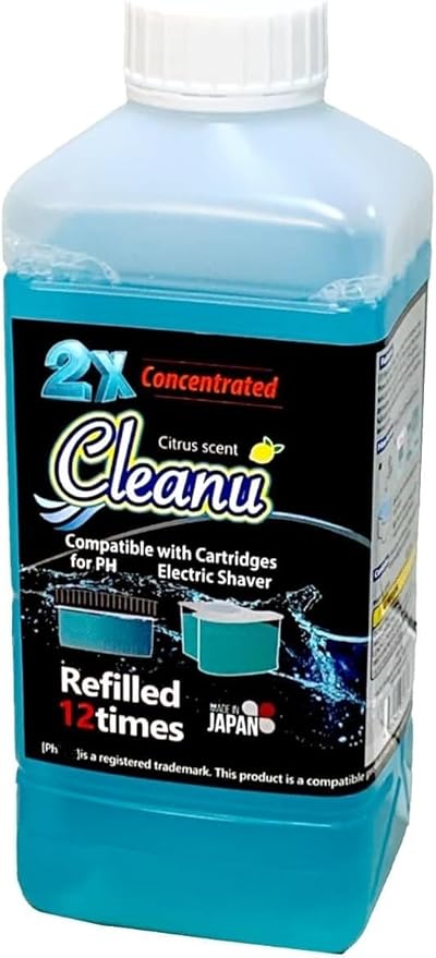 2X Concentrated Shaver Cleaning Solution Refill Compatible with Philips Norelco SmartClean & Quick Clean Pod Systems – Makes Up to 12 Cartridge Refills, 1L (33.8 oz), Made in Japan