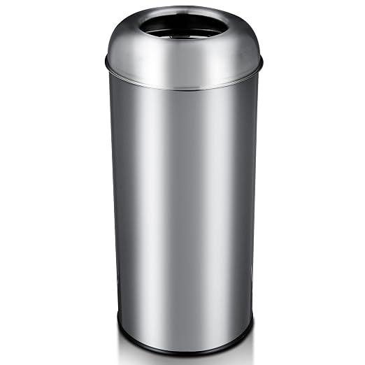 Towallmark 65L/17Gal Heavy Duty Open Top Commercial/Kitchen Trash Can, Fingerprint-Resistant Waste Bin for Office Bedroom Restaurant, Brushed Stainless Steel