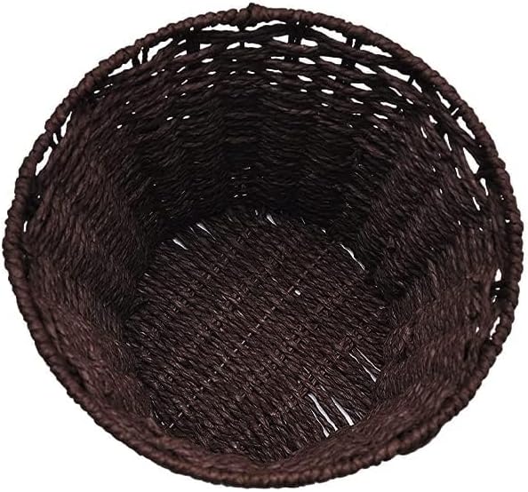 Zuvo Round Wicker Waste Basket Paper Bin - Wicker Trash Basket - Woven Trash Can Rubbish Basket for Bedroom, Bathroom, Offices or Home (Brown)