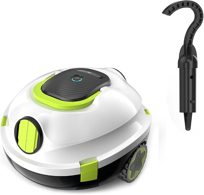 Y20 Robotic Pool Cleaner White+Retrieval Hook, Cordless Pool Vacuum for Above Ground & Inground Flat Pools with 150 Min Runtime, Auto-Parking, Up to 1300 Sq.Ft