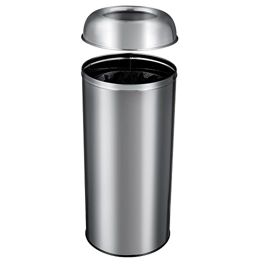 Towallmark 65L/17Gal Heavy Duty Open Top Commercial/Kitchen Trash Can, Fingerprint-Resistant Waste Bin for Office Bedroom Restaurant, Brushed Stainless Steel