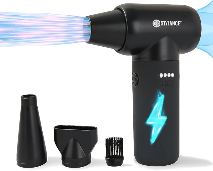Compressed Barber Air Duster,110000RPM Cordless Vacuum Cleaner, Electric Mini Air Duster for Hair Barber, for Cooling, Cleaning,Salon,Home, Type-C, Black