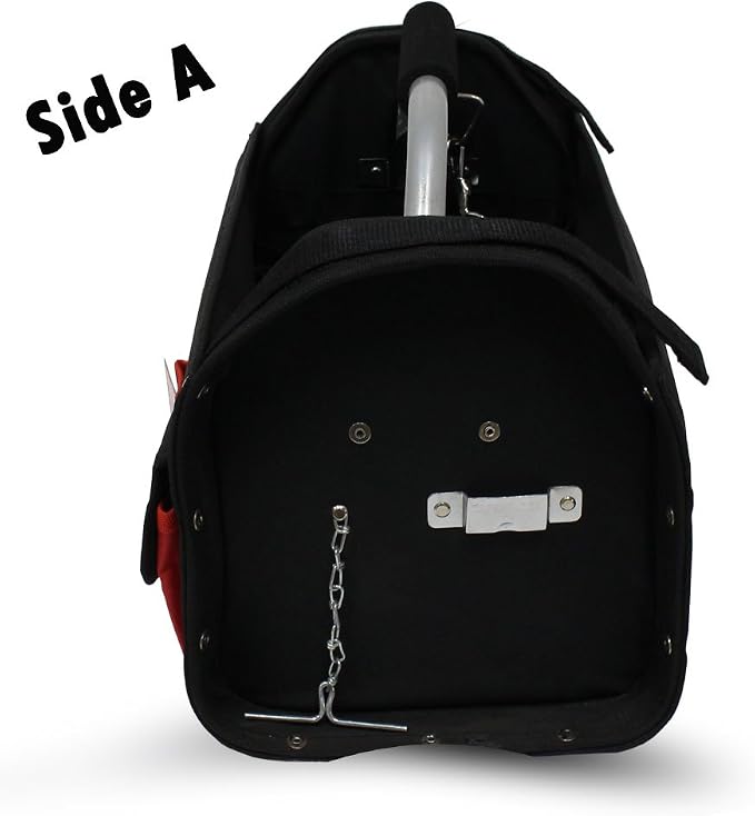 RAVEN 16" Red & Black Tool Carry-All | Premium Canvas with Multi-Pockets | Metal Handle & Rubber Feet | 16" x 7.5" x 10.25" | Best for Tools, Crafts & Supplies